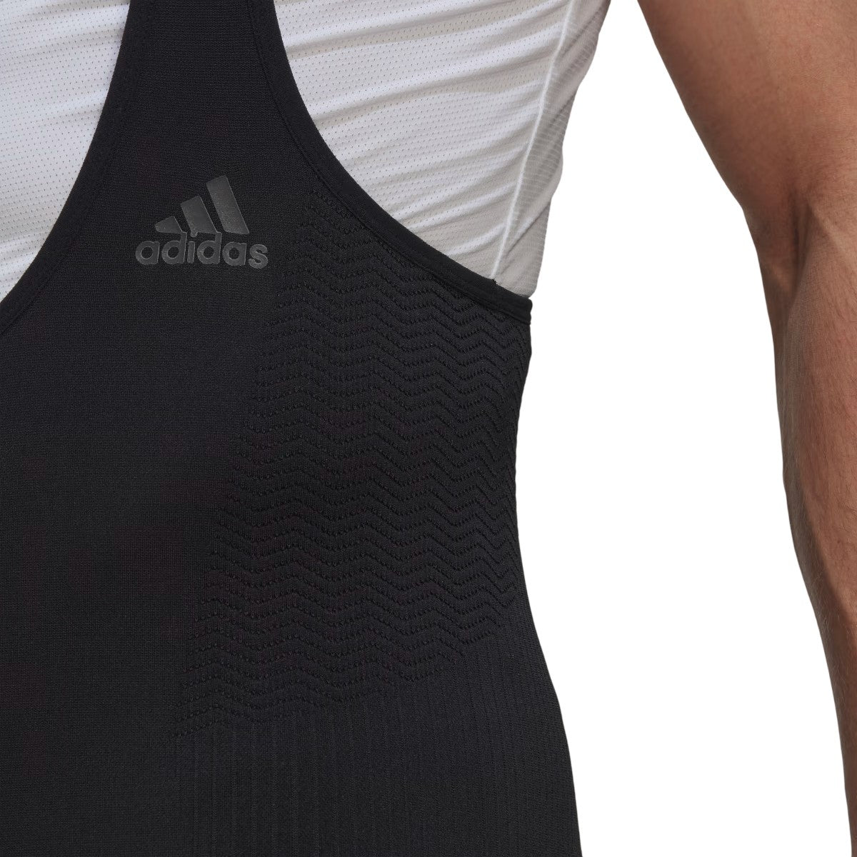 Black - Close up - Adidas Mens Plain Cycling Bib Shorts