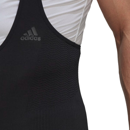 Black - Close up - Adidas Mens Plain Cycling Bib Shorts