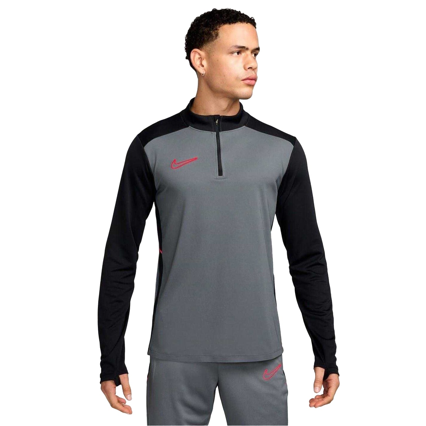 Grey-Black - Front - Nike Mens Academy Drill Top