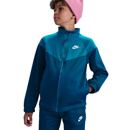 Blue-Green - Side - Nike Childrens-Kids Swoosh Polyester Tracksuit
