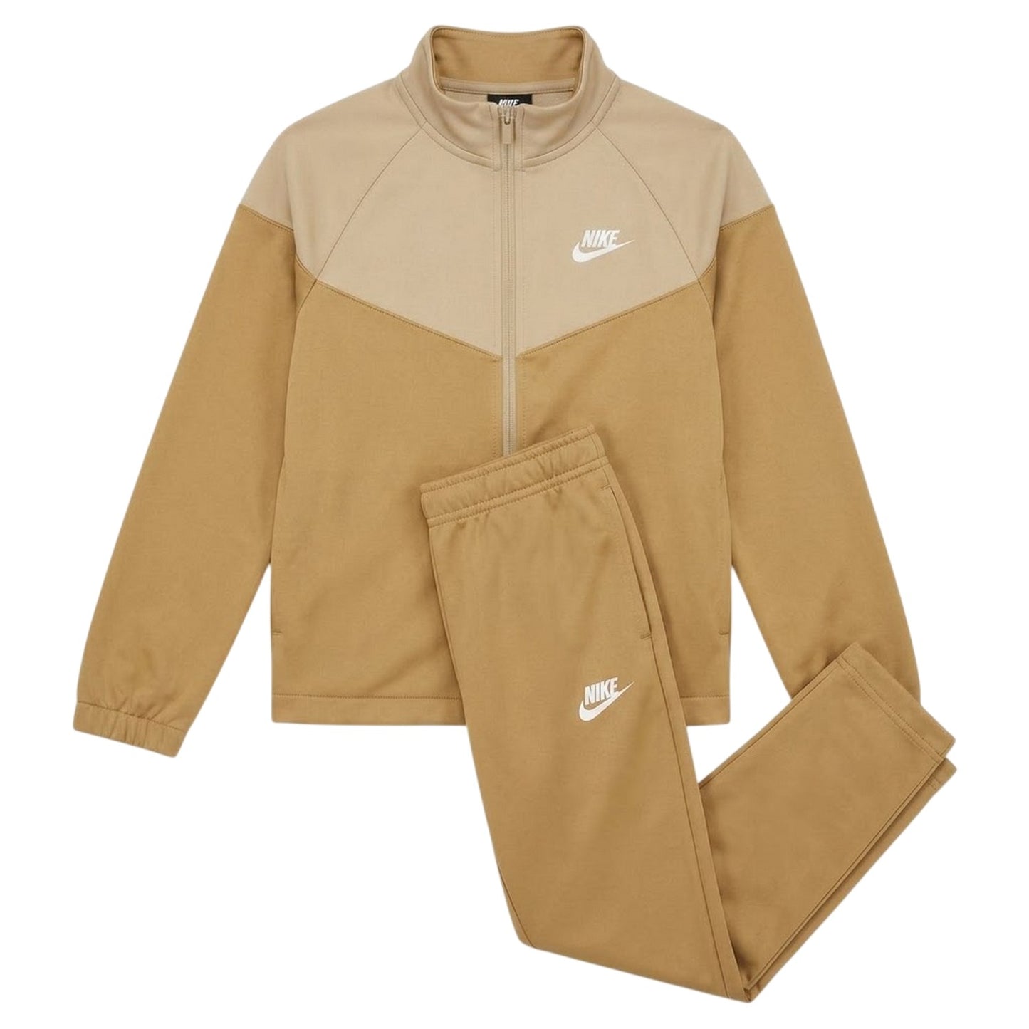Bone-Khaki - Front - Nike Childrens-Kids Swoosh Polyester Tracksuit
