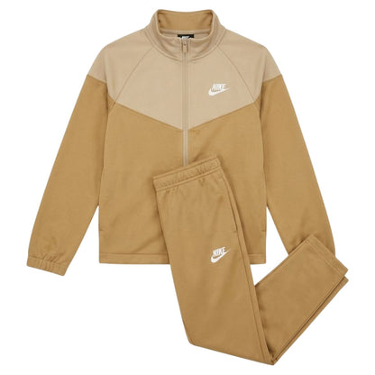 Bone-Khaki - Front - Nike Childrens-Kids Swoosh Polyester Tracksuit
