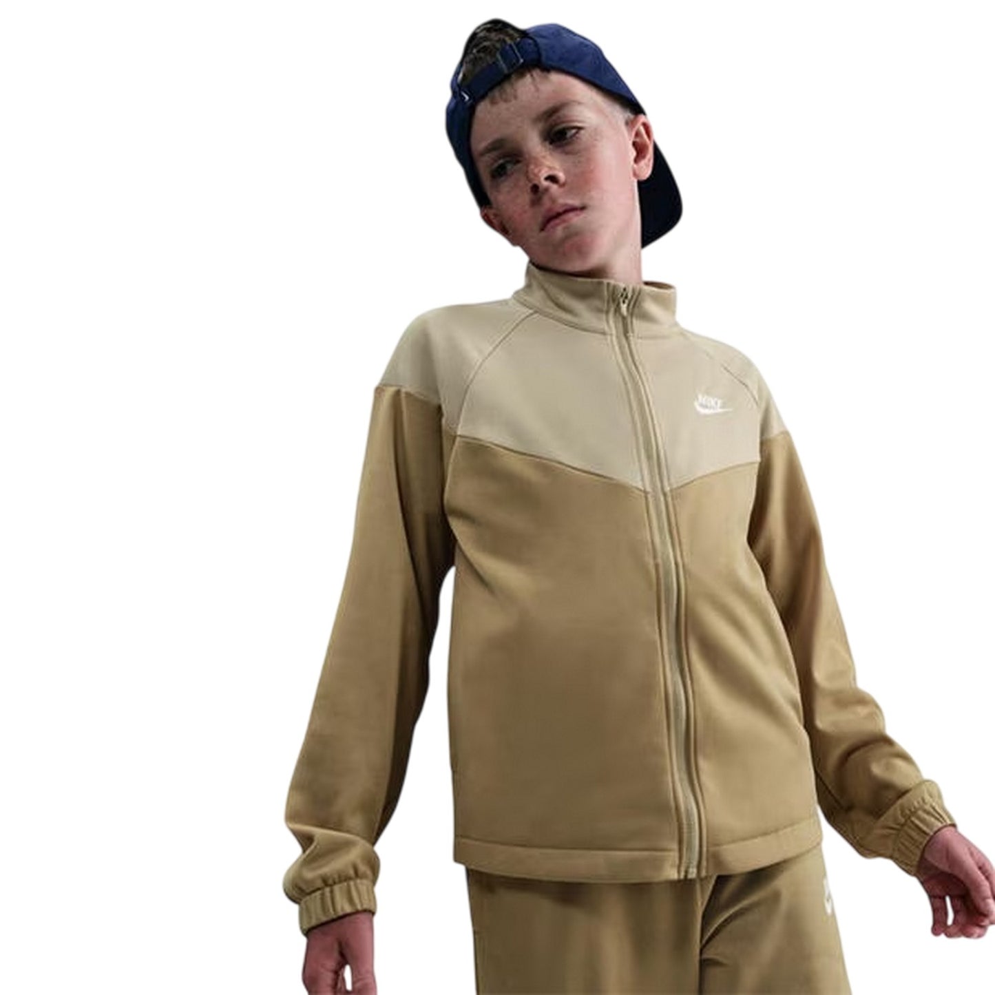 Bone-Khaki - Side - Nike Childrens-Kids Swoosh Polyester Tracksuit