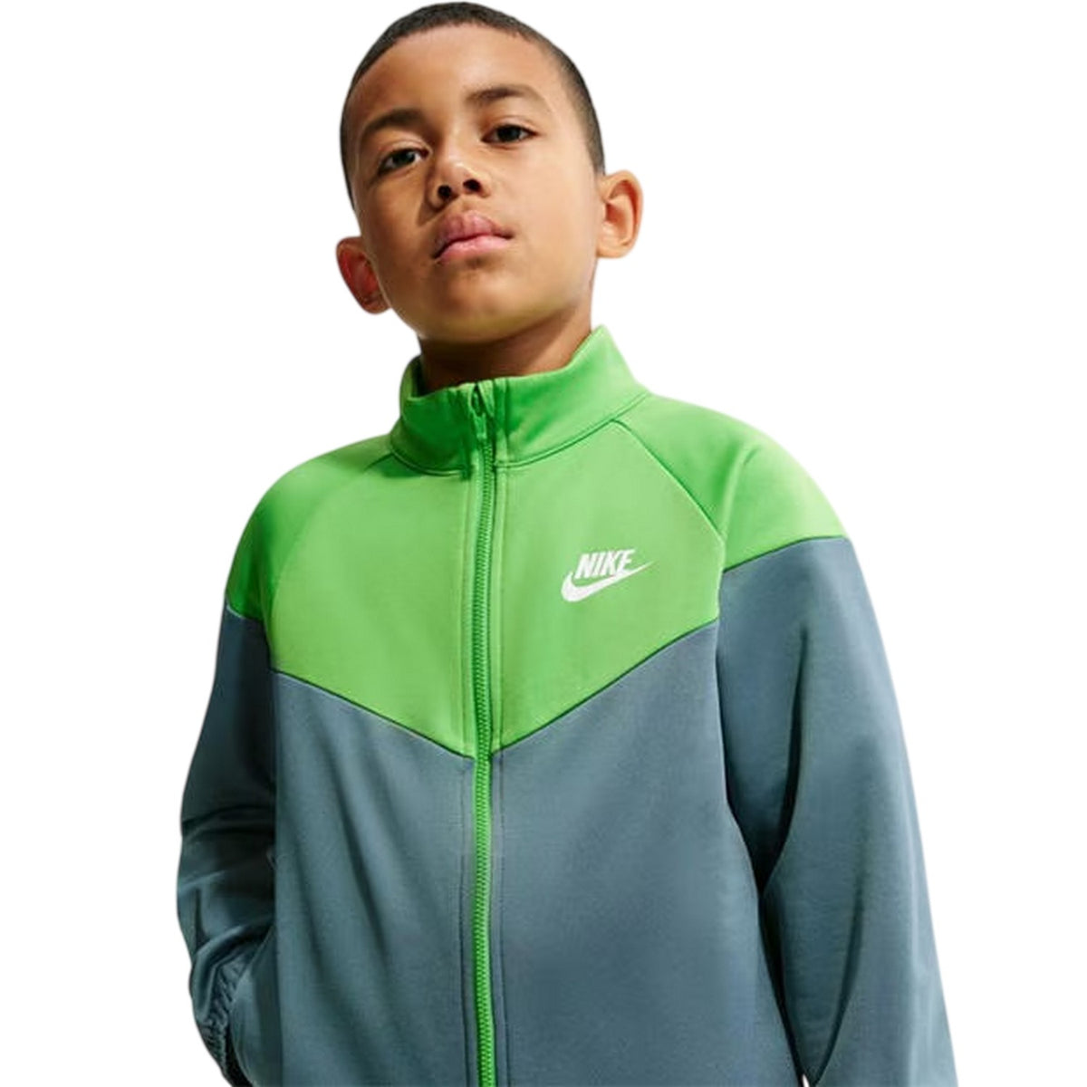 Slate Grey-Green - Side - Nike Childrens-Kids Swoosh Polyester Tracksuit