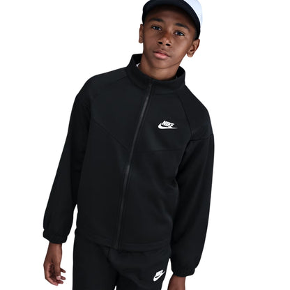 Black-White - Side - Nike Childrens-Kids Swoosh Polyester Tracksuit