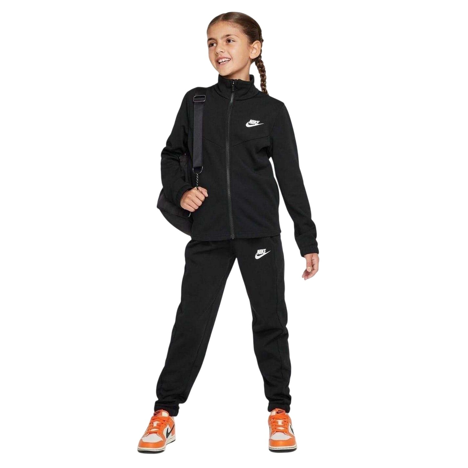 Black-White - Lifestyle - Nike Childrens-Kids Swoosh Polyester Tracksuit
