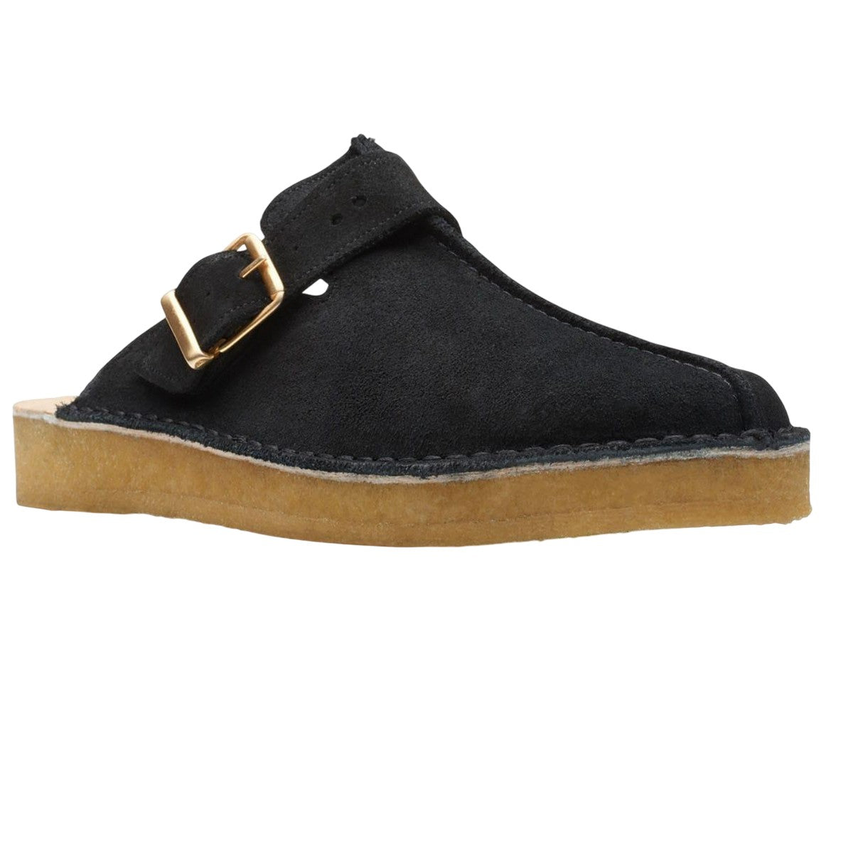 Black - Front - Clarks Mens Trek Suede Mules