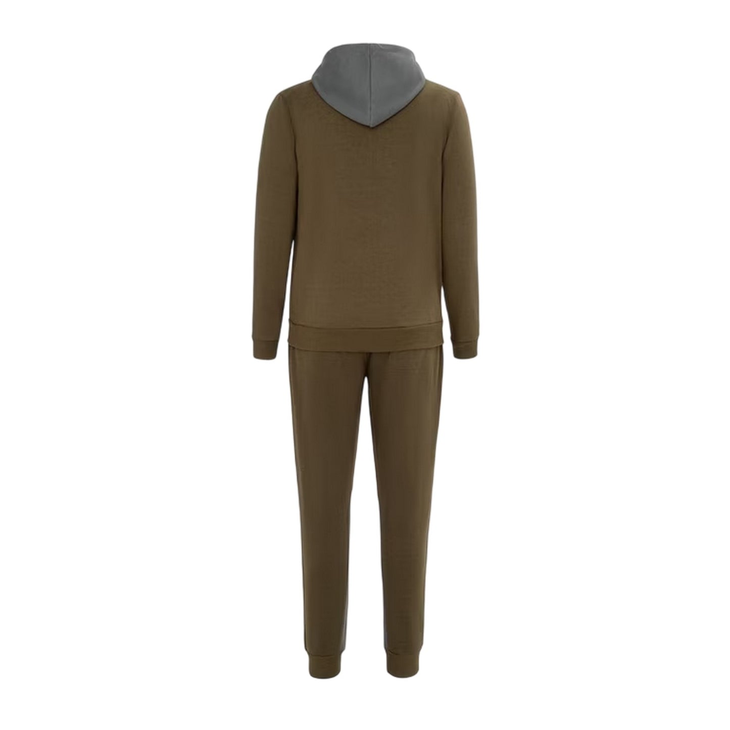 Army Green - Back - Lonsdale Mens Two Tone Cotton Blend Workout Tracksuit