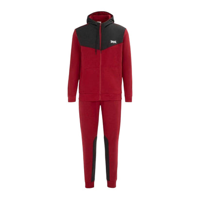 Dark Red-Grey - Front - Lonsdale Mens Two Tone Cotton Blend Workout Tracksuit