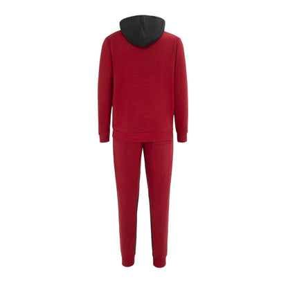 Dark Red-Grey - Back - Lonsdale Mens Two Tone Cotton Blend Workout Tracksuit