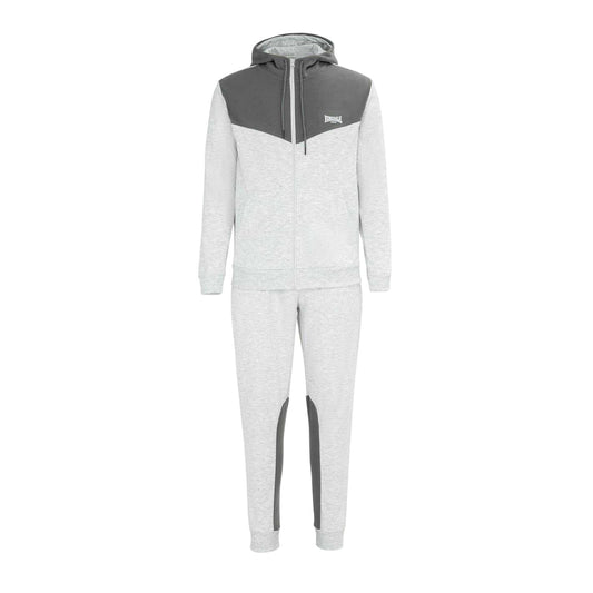 Grey-Black - Front - Lonsdale Mens Two Tone Cotton Blend Workout Tracksuit