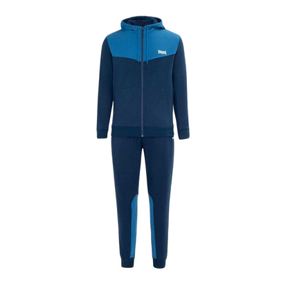 Navy-Royal Blue - Front - Lonsdale Mens Two Tone Cotton Blend Workout Tracksuit
