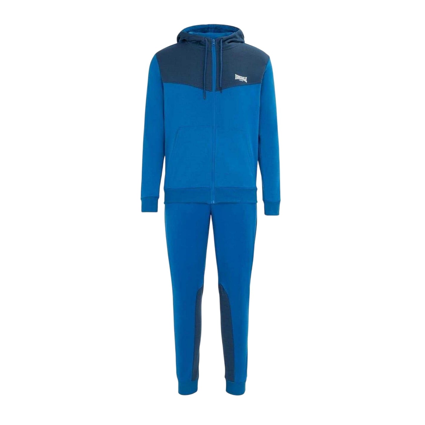 Royal Blue-Navy - Front - Lonsdale Mens Two Tone Cotton Blend Workout Tracksuit