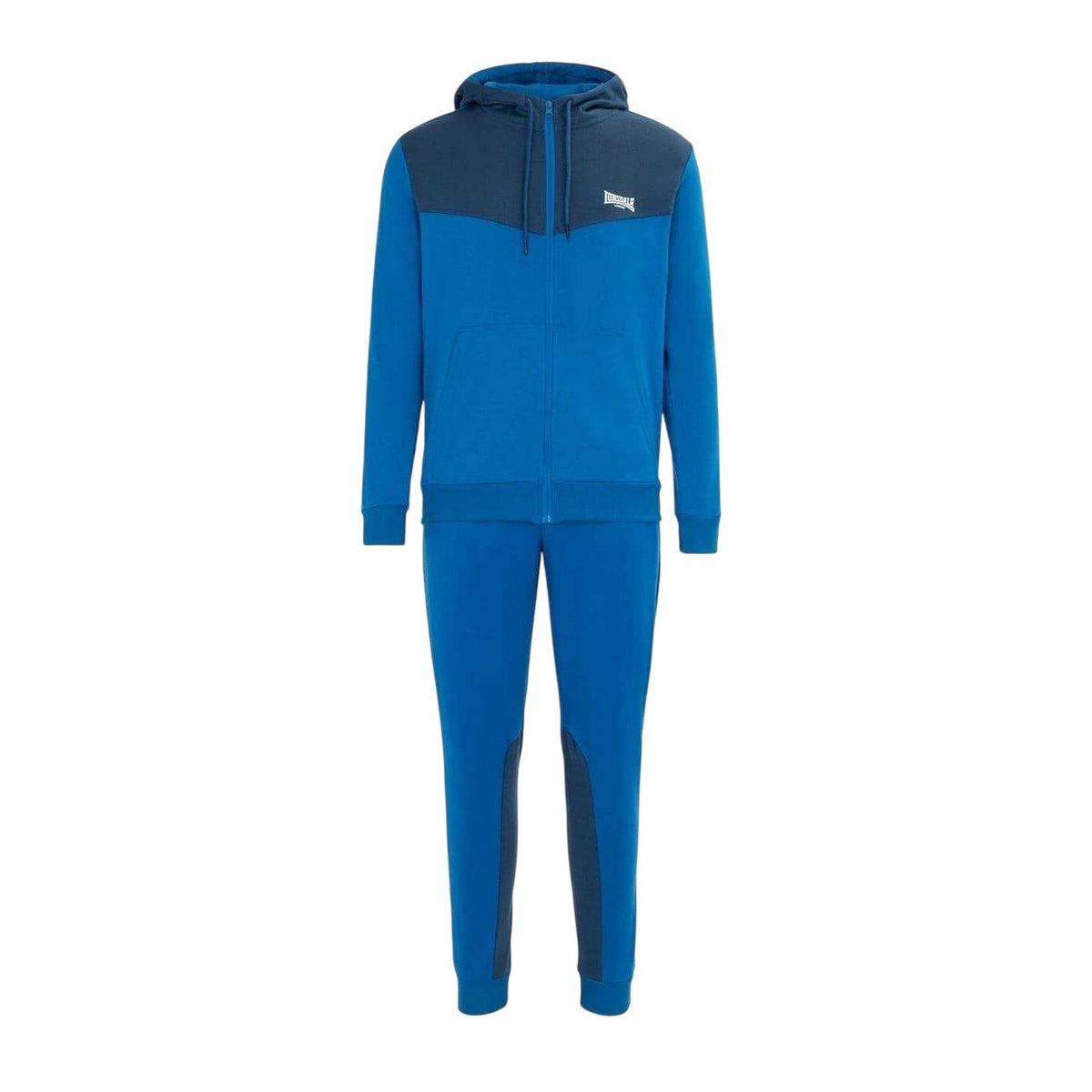 Royal Blue-Navy - Front - Lonsdale Mens Two Tone Cotton Blend Workout Tracksuit