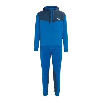 Royal Blue-Navy - Front - Lonsdale Mens Two Tone Cotton Blend Workout Tracksuit