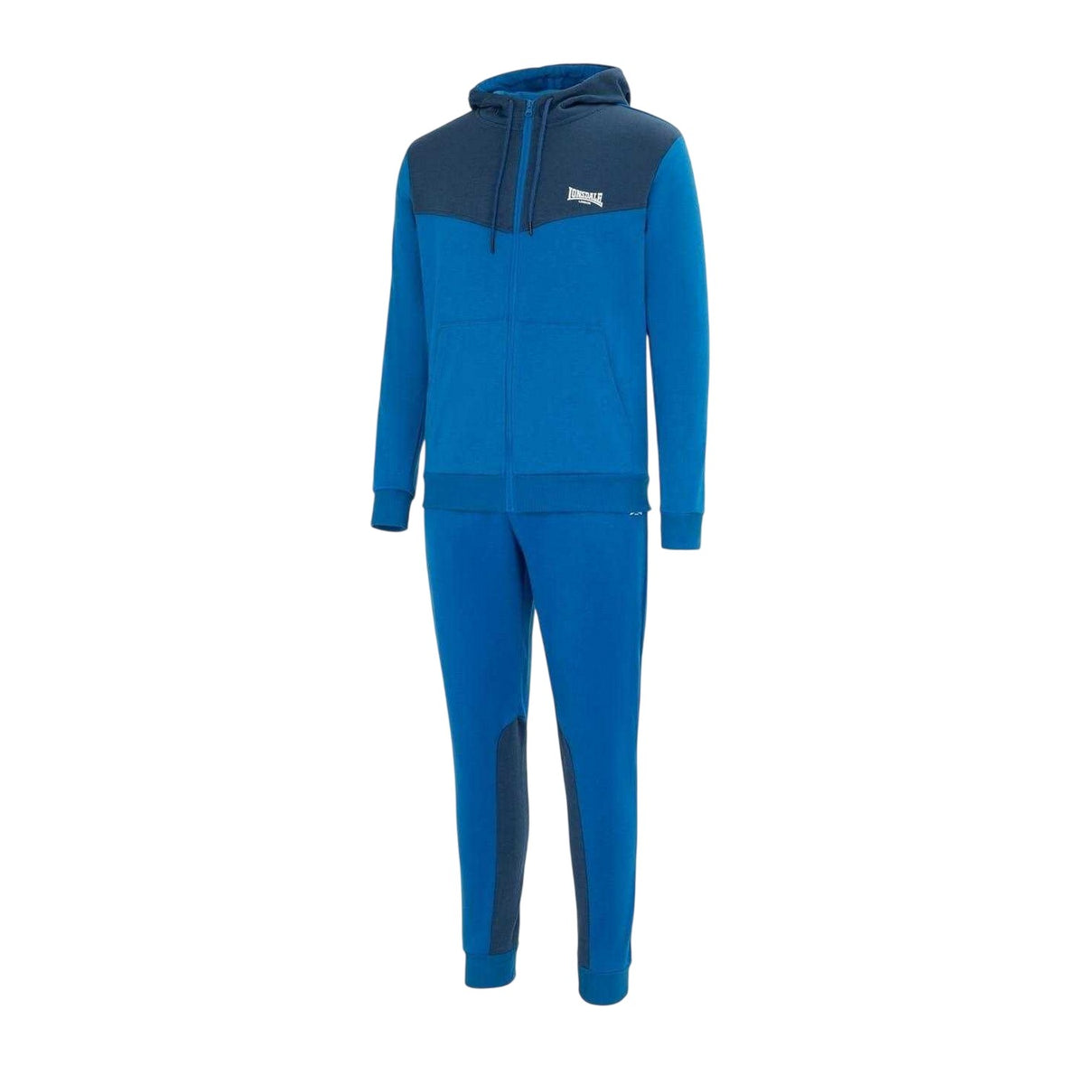 Royal Blue-Navy - Side - Lonsdale Mens Two Tone Cotton Blend Workout Tracksuit
