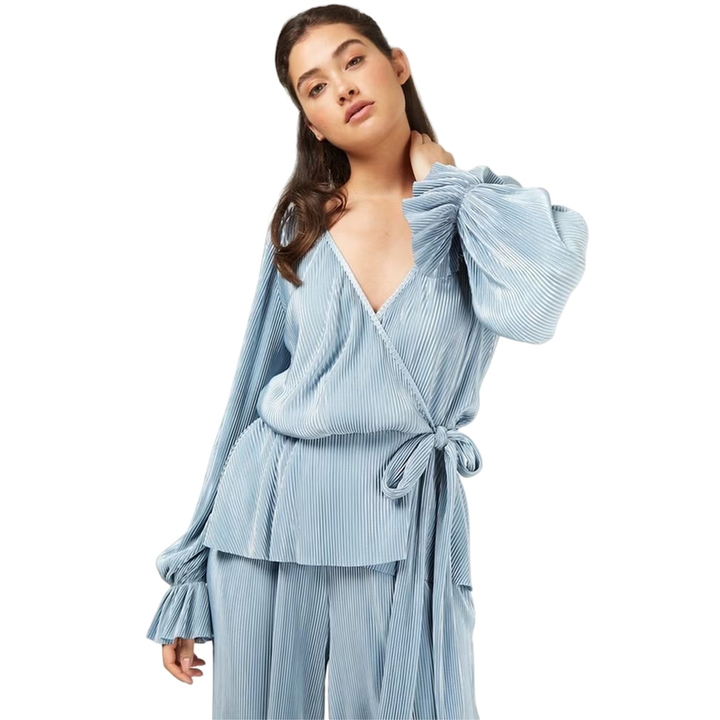 Blue - Front - Little Mistress Womens-Ladies Bishop Blouse
