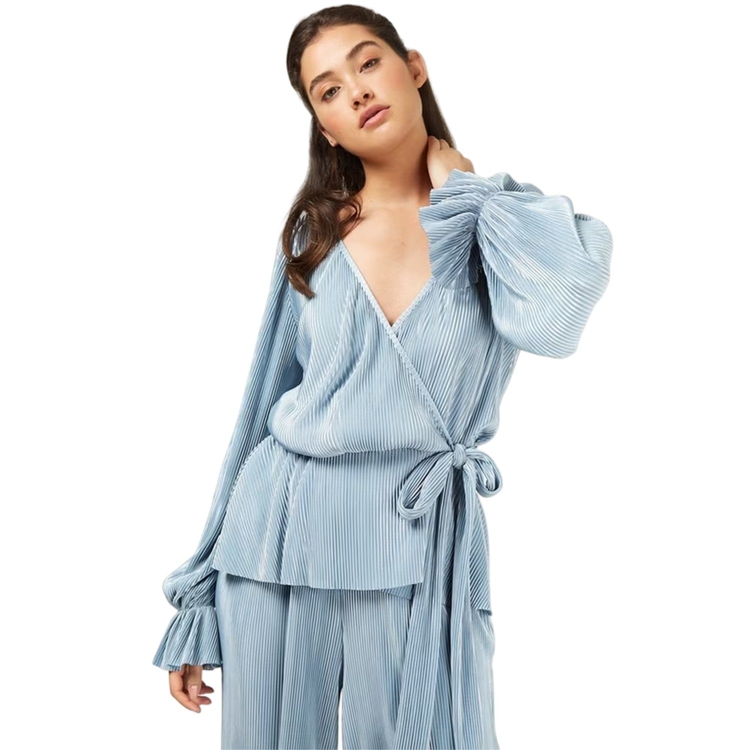 Blue - Front - Little Mistress Womens-Ladies Bishop Blouse
