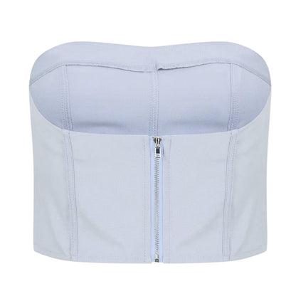 Grey - Back - Missy Empire Womens-Ladies Woven Corset Top