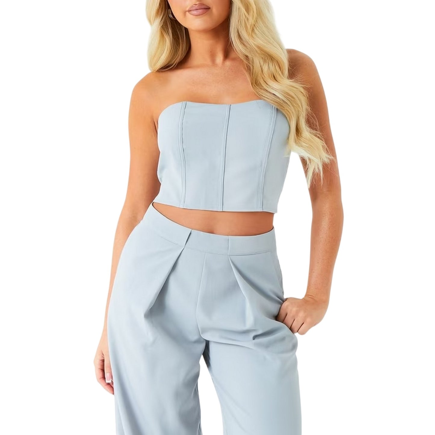 Grey - Side - Missy Empire Womens-Ladies Woven Corset Top