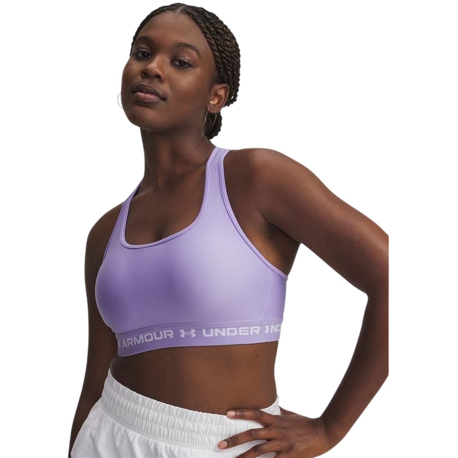 Transparent-White - Side - Under Armour Womens-Ladies Medium Impact Sports Bra