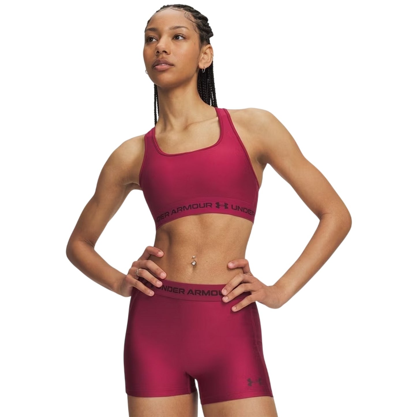 Claret - Front - Under Armour Womens-Ladies Medium Impact Sports Bra