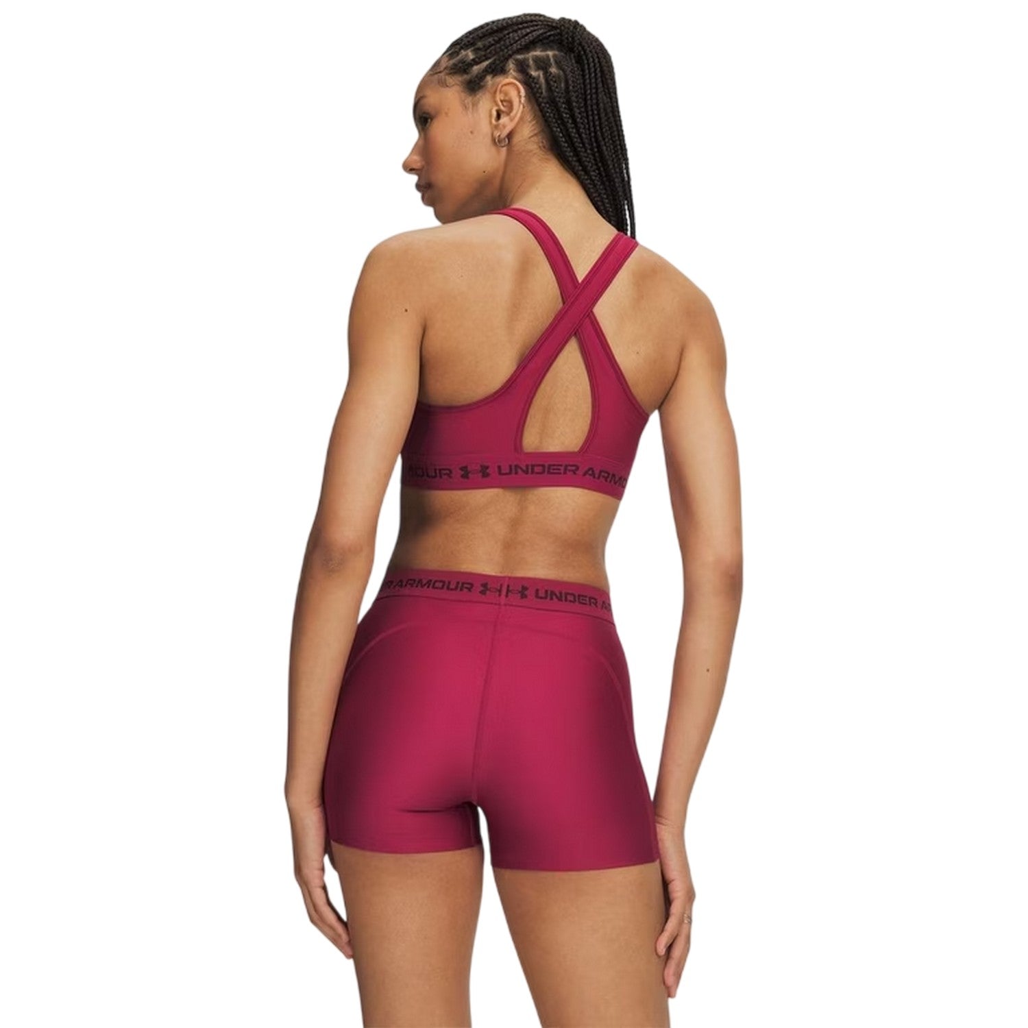 Claret - Back - Under Armour Womens-Ladies Medium Impact Sports Bra