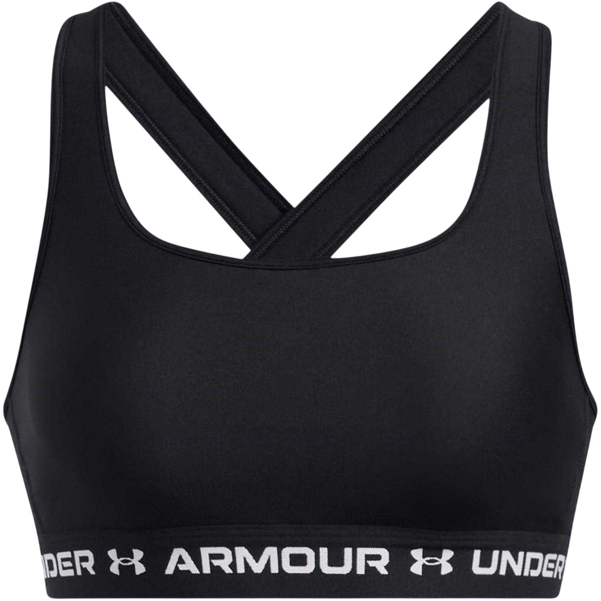 Black-White - Front - Under Armour Womens-Ladies Medium Impact Sports Bra