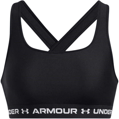 Black-White - Front - Under Armour Womens-Ladies Medium Impact Sports Bra