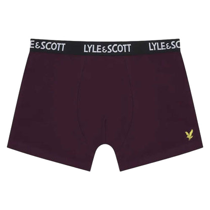 Dark Grey-Black-Burgundy - Side - Lyle & Scott Boys Core Boxer Shorts (Pack of 3)
