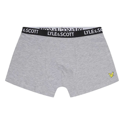 Grey-Olive-Black - Back - Lyle & Scott Boys Core Boxer Shorts (Pack of 3)
