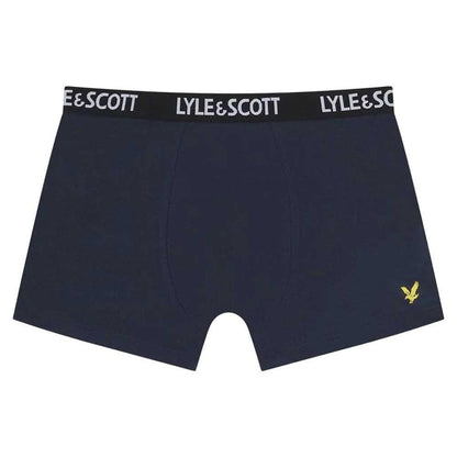 Royal Blue-Light Blue-Navy - Back - Lyle & Scott Boys Core Boxer Shorts (Pack of 3)