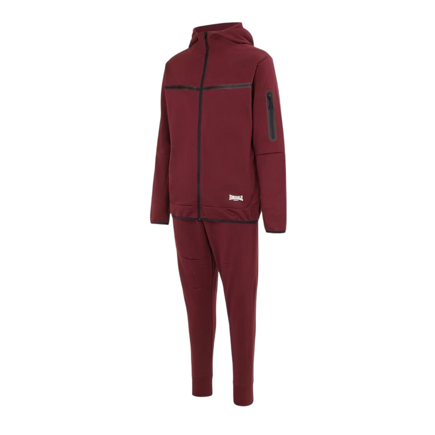 Burgundy - Side - Lonsdale Mens Tracksuit
