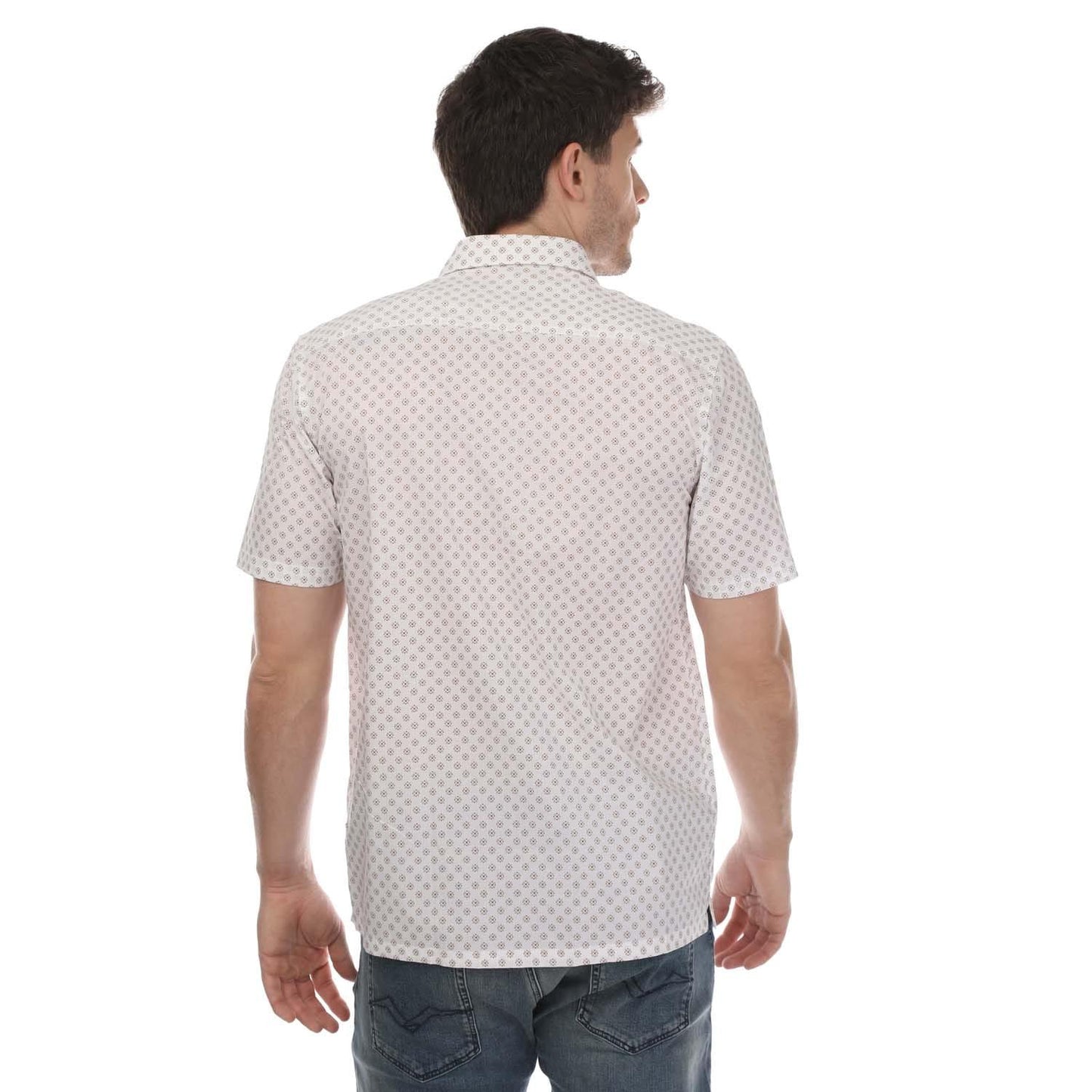 White - Back - Ted Baker Mens Forter Geometric Short-Sleeved Shirt