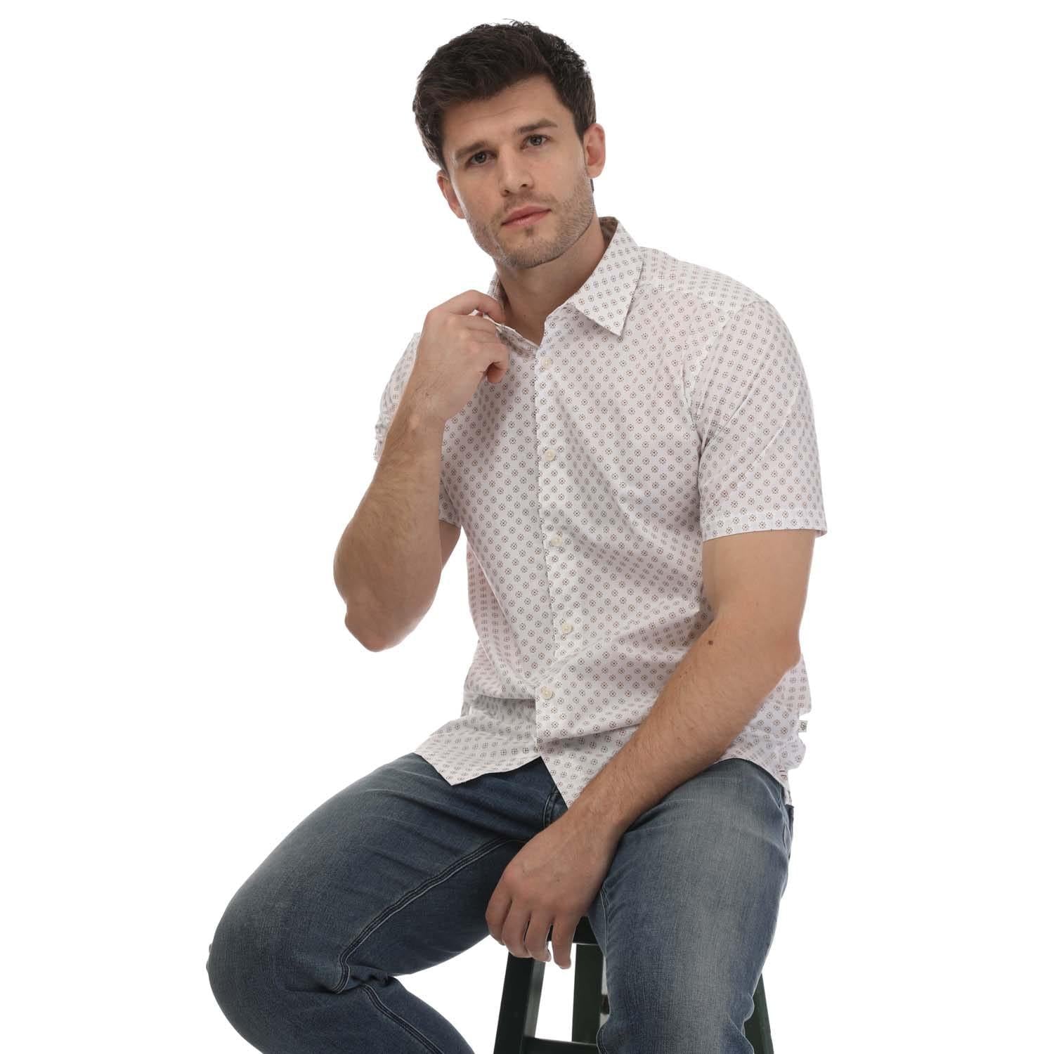 White - Side - Ted Baker Mens Forter Geometric Short-Sleeved Shirt