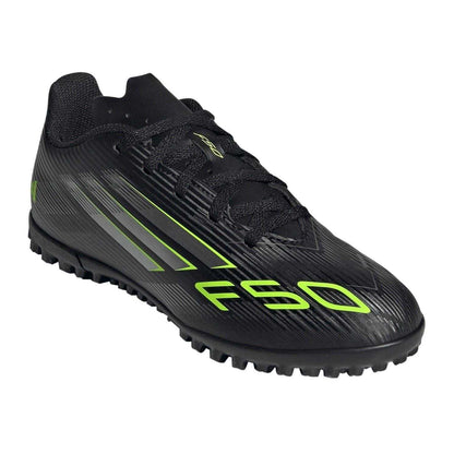 Black-Lemon - Pack Shot - Adidas Childrens-Kids F50 Messi Club Flat Astro Turf Trainers