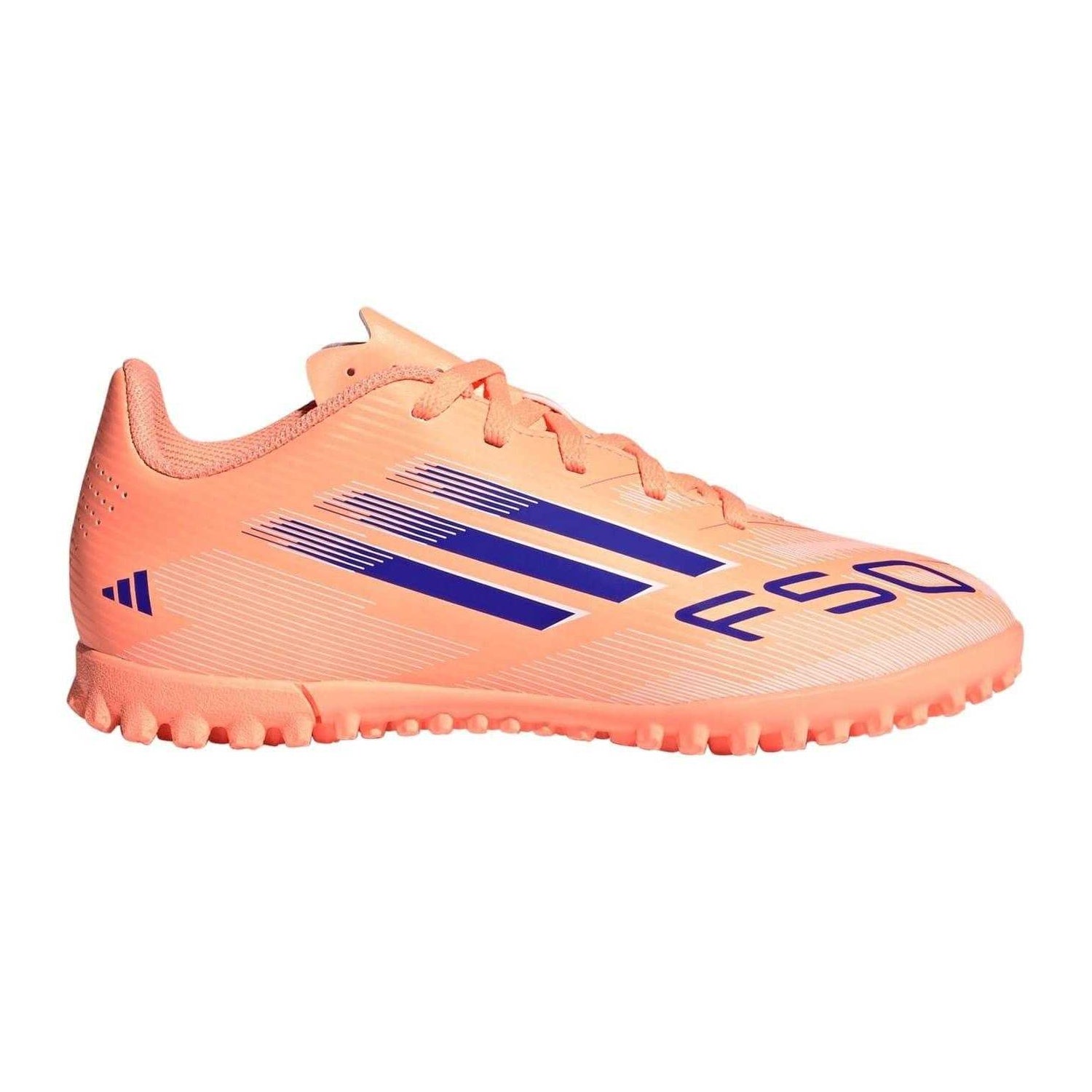 Orange-Blue - Front - Adidas Childrens-Kids F50 Messi Club Flat Astro Turf Trainers