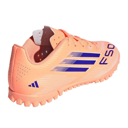 Orange-Blue - Back - Adidas Childrens-Kids F50 Messi Club Flat Astro Turf Trainers