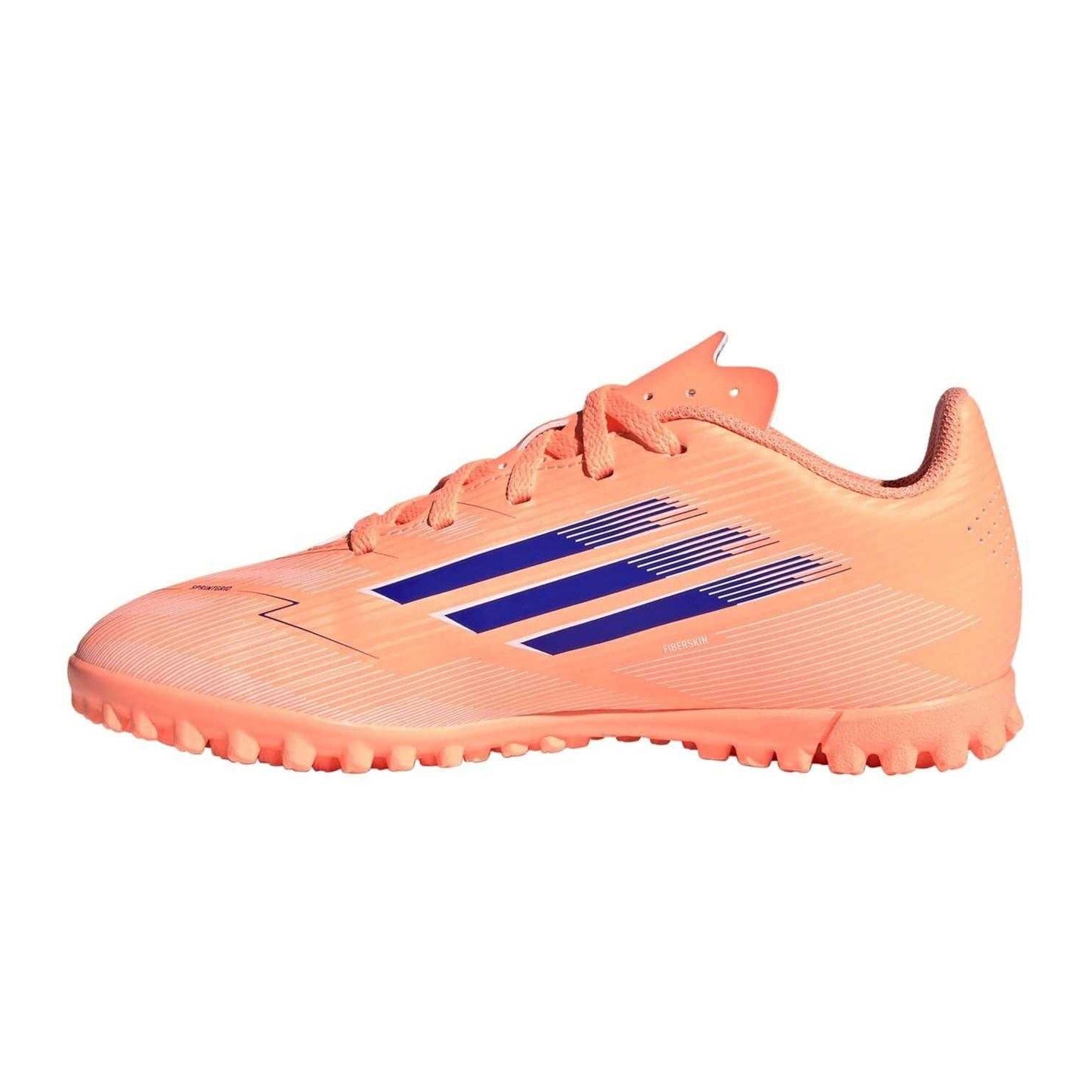 Orange-Blue - Side - Adidas Childrens-Kids F50 Messi Club Flat Astro Turf Trainers