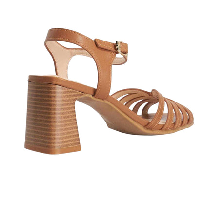 Tan - Back - Dune London Womens-Ladies Leather Block Heel Sandals