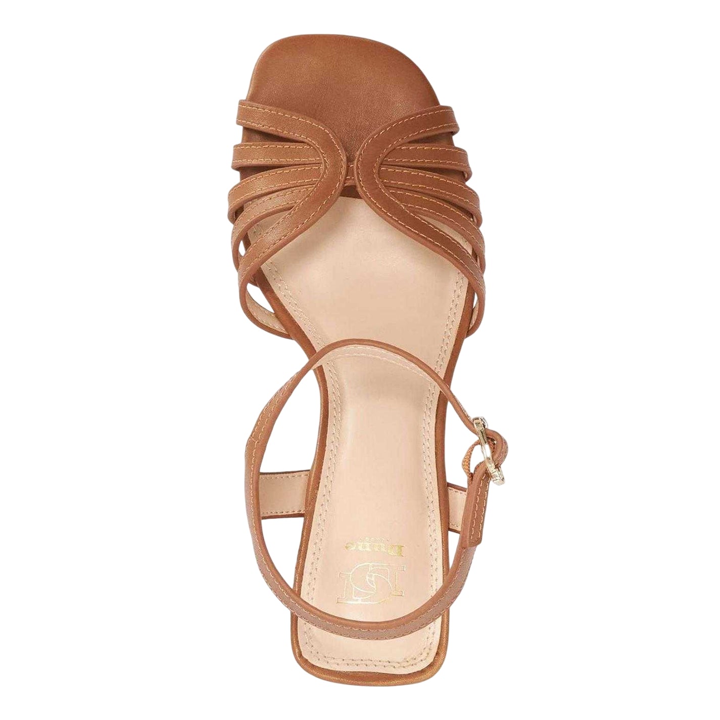 Tan - Side - Dune London Womens-Ladies Leather Block Heel Sandals
