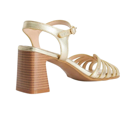 Gold - Back - Dune London Womens-Ladies Leather Block Heel Sandals