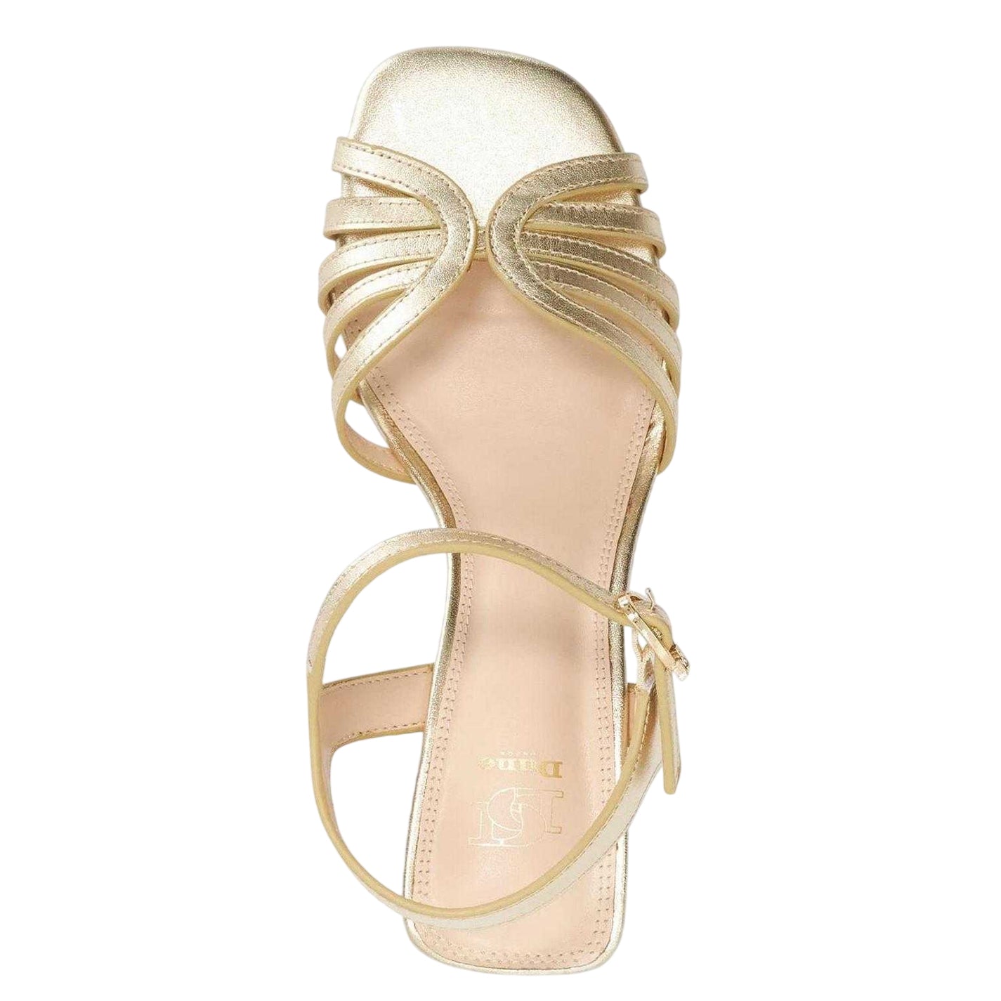 Gold - Side - Dune London Womens-Ladies Leather Block Heel Sandals