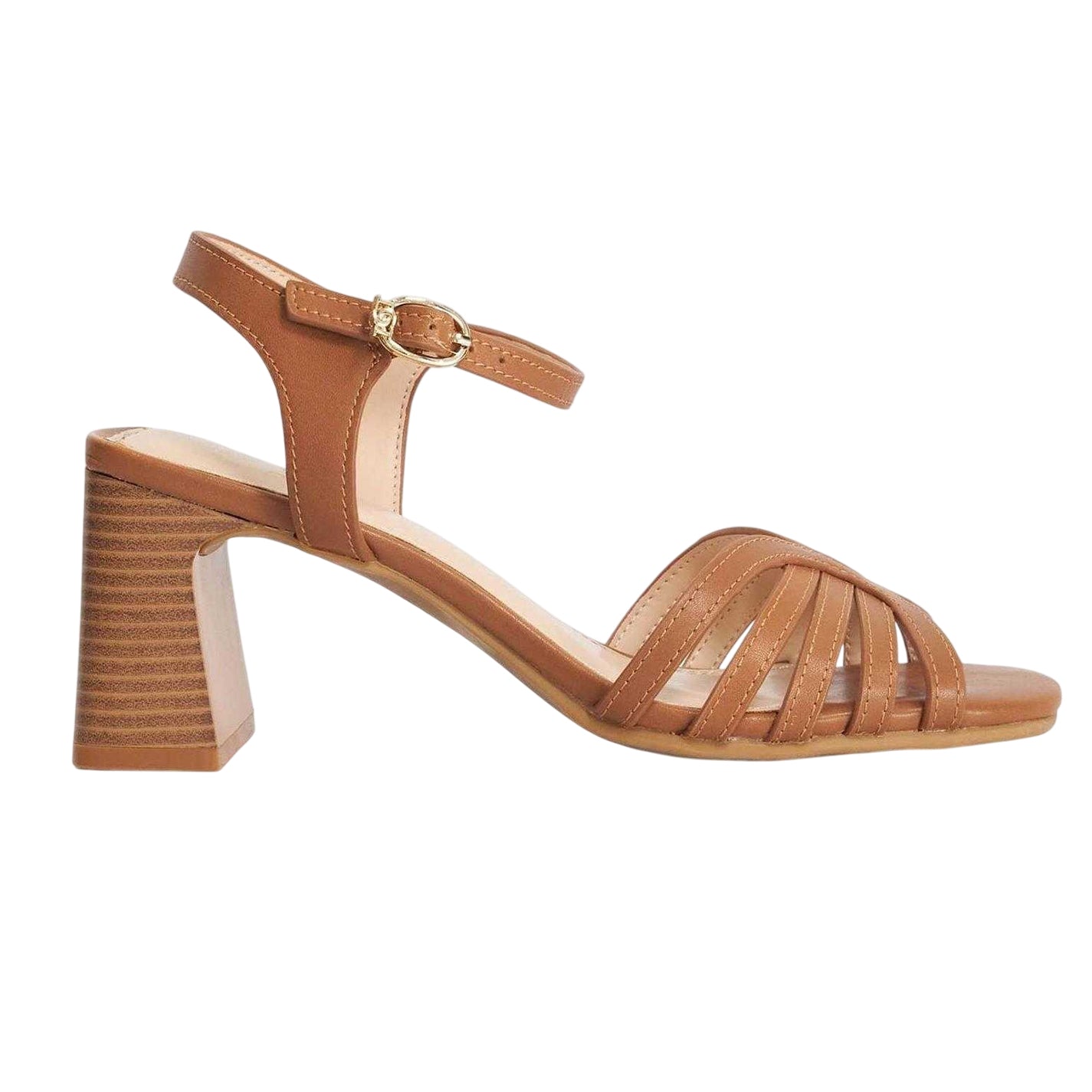 Tan - Front - Dune London Womens-Ladies Leather Block Heel Sandals