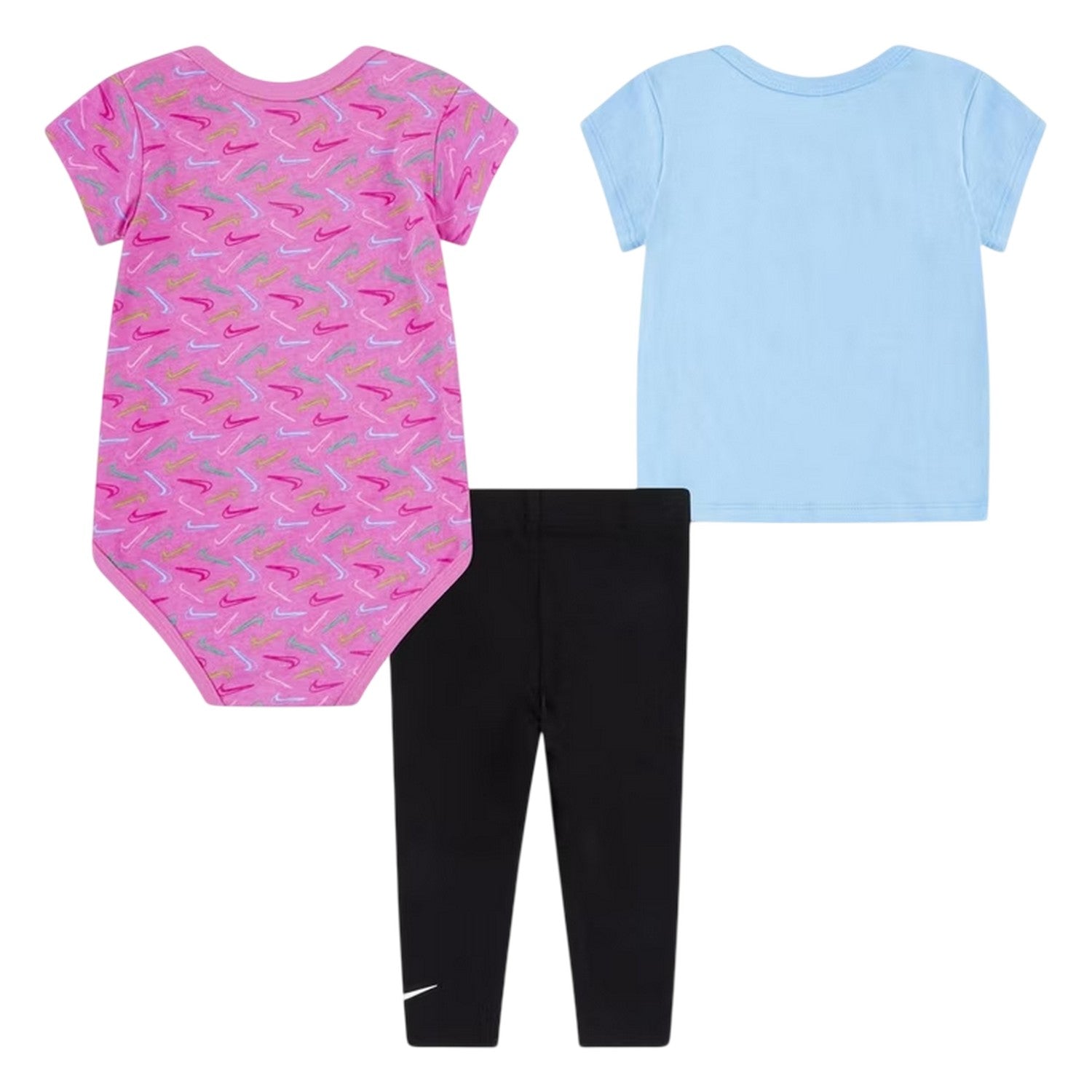 Black-Pink-Blue - Back - Nike Baby Girls Swoosh Top & Bottom Set (Pack of 3)