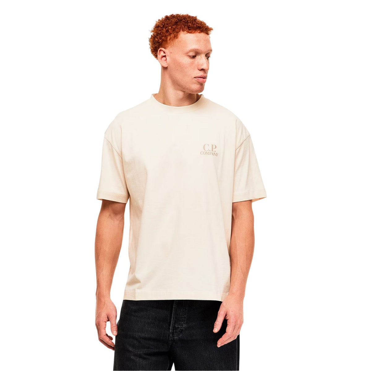 Frozen - Side - C.P. Company Mens Double Logo Cotton Relaxed Fit Casual T-Shirt