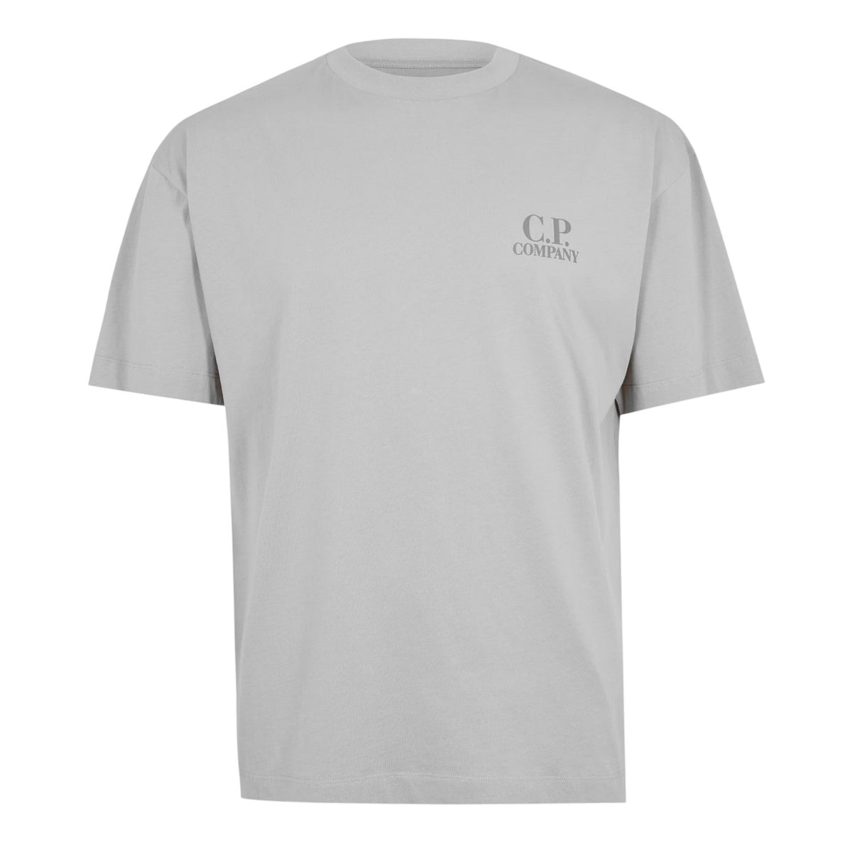 Silver - Front - C.P. Company Mens Double Logo Cotton Relaxed Fit Casual T-Shirt