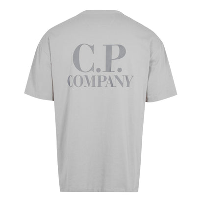 Silver - Back - C.P. Company Mens Double Logo Cotton Relaxed Fit Casual T-Shirt