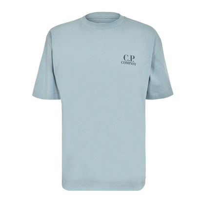 Dove Blue - Front - C.P. Company Mens Double Logo Cotton Relaxed Fit Casual T-Shirt
