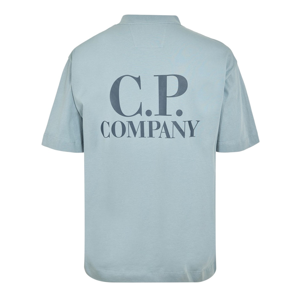 Dove Blue - Back - C.P. Company Mens Double Logo Cotton Relaxed Fit Casual T-Shirt
